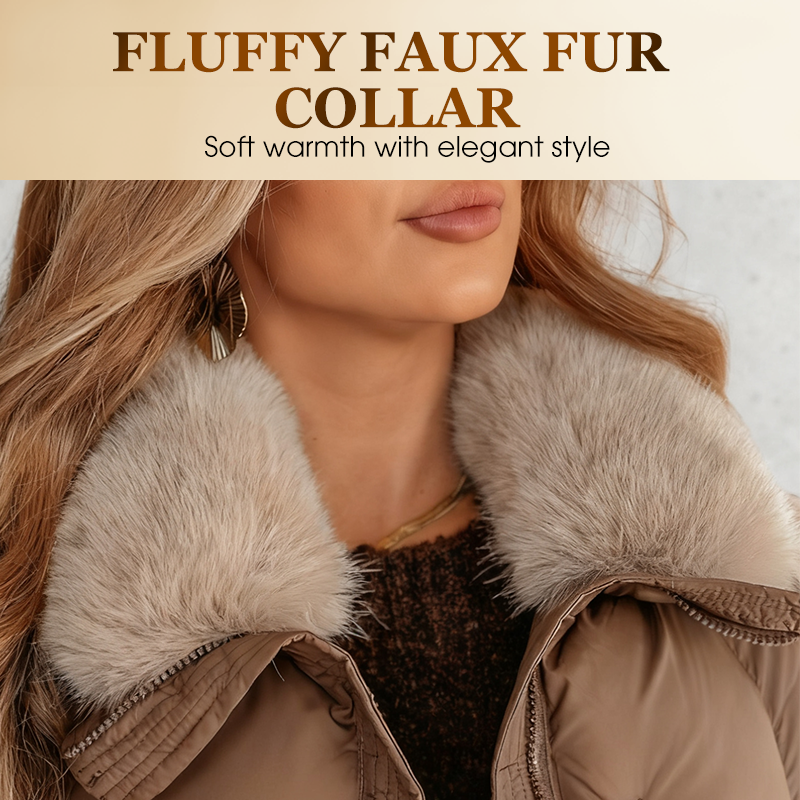 Damenmodischer Kurzer Daunenjacke Mit Flauschigem Kragen