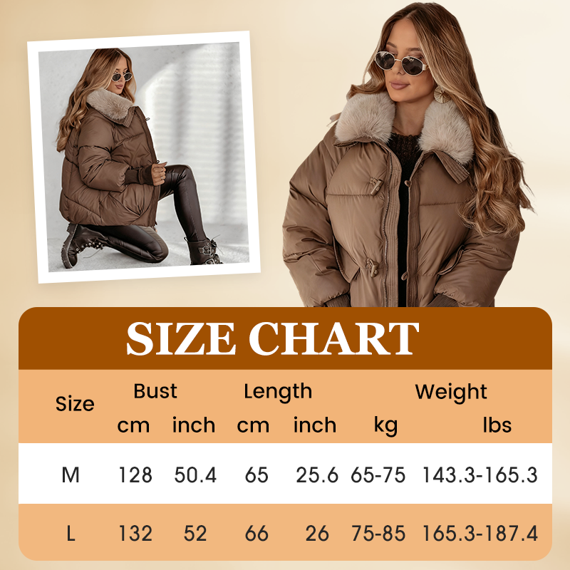 Damenmodischer Kurzer Daunenjacke Mit Flauschigem Kragen