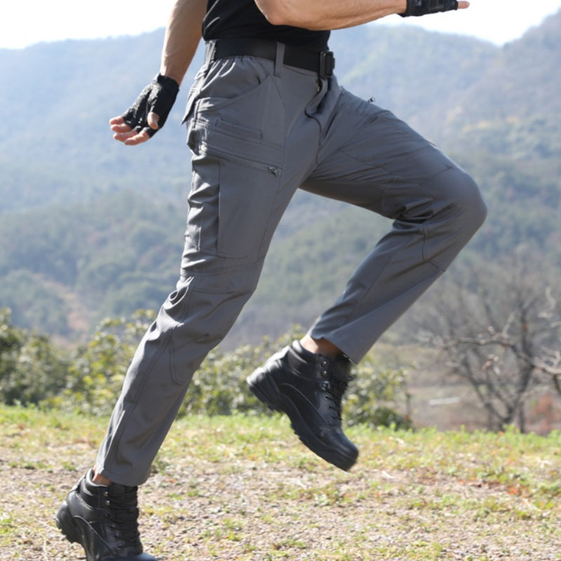 👖 Herren-Multifunktionstaktische Arbeitshose aus strapazierfähigem, nicht elastischem Stoff mit Reißverschlusstaschen, geeignet zum Wandern und für den Freizeitgebrauch