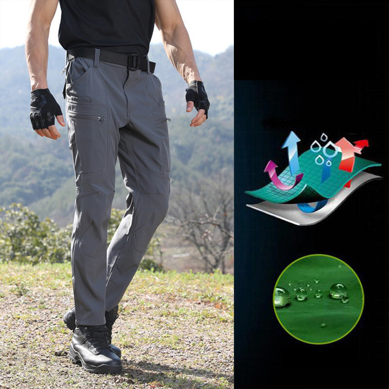 👖 Herren-Multifunktionstaktische Arbeitshose aus strapazierfähigem, nicht elastischem Stoff mit Reißverschlusstaschen, geeignet zum Wandern und für den Freizeitgebrauch