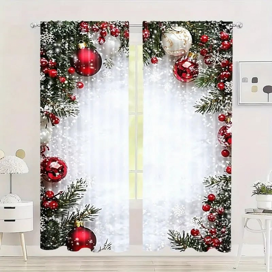 🎄🔥Weihnachtsaktion 50% RABATT🔥Weihnachts-Fenstervorhänge 2-teiliges Set für die Wohnungsdekoration