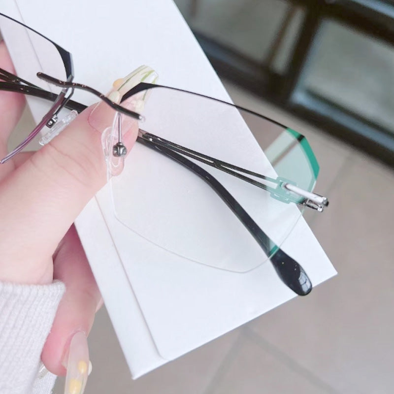 Modische HD-Randlose Brille mit 0°-Rand und Blaulichtfilter