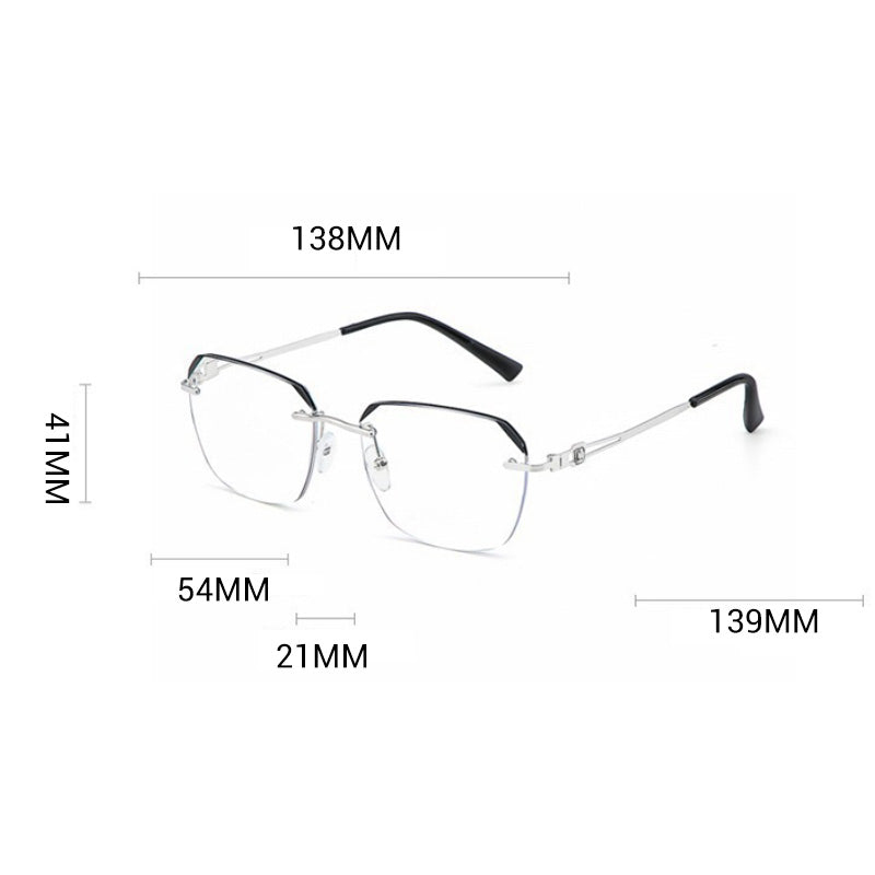 Modische HD-Randlose Brille mit 0°-Rand und Blaulichtfilter
