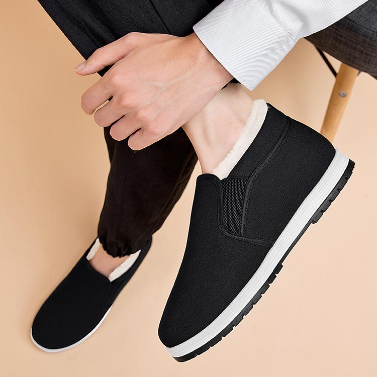 Superwarme, rutschfeste Baumwollschuhe für Herren mit Kunstfellfutter 【2 KAUFEN, VERSAND KOSTENLOS】