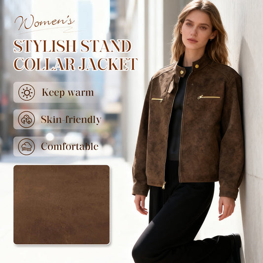 ❄️Herbst/Winter 2025 Bestseller🍂Damenmode-Lederfliegerjacke mit Stehkragen