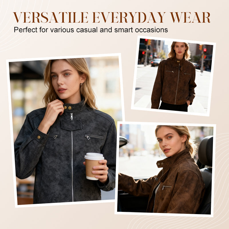 ❄️Herbst/Winter 2025 Bestseller🍂Damenmode-Lederfliegerjacke mit Stehkragen