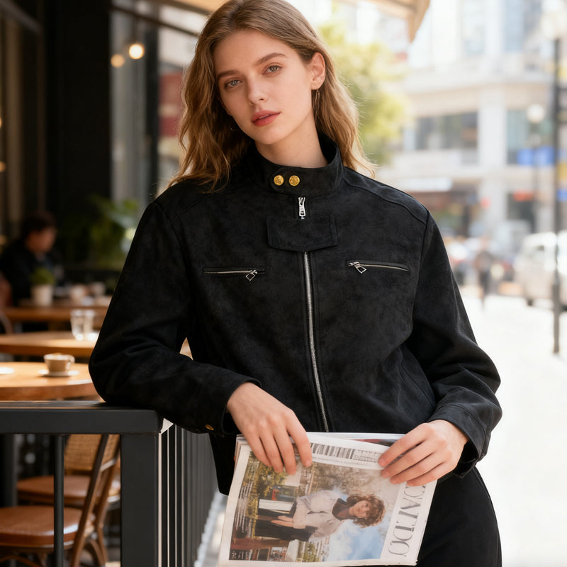 ❄️Herbst/Winter 2025 Bestseller🍂Damenmode-Lederfliegerjacke mit Stehkragen