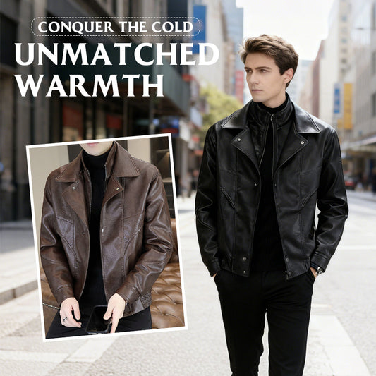 ❄️Herbst-/Winter-Bestseller 40 % Rabatt🍂Warme Herrenjacke aus Kunstleder mit Lagenoptik