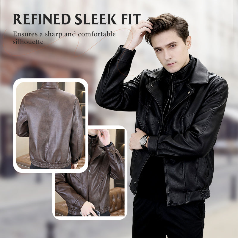 ❄️Herbst-/Winter-Bestseller 40 % Rabatt🍂Warme Herrenjacke aus Kunstleder mit Lagenoptik