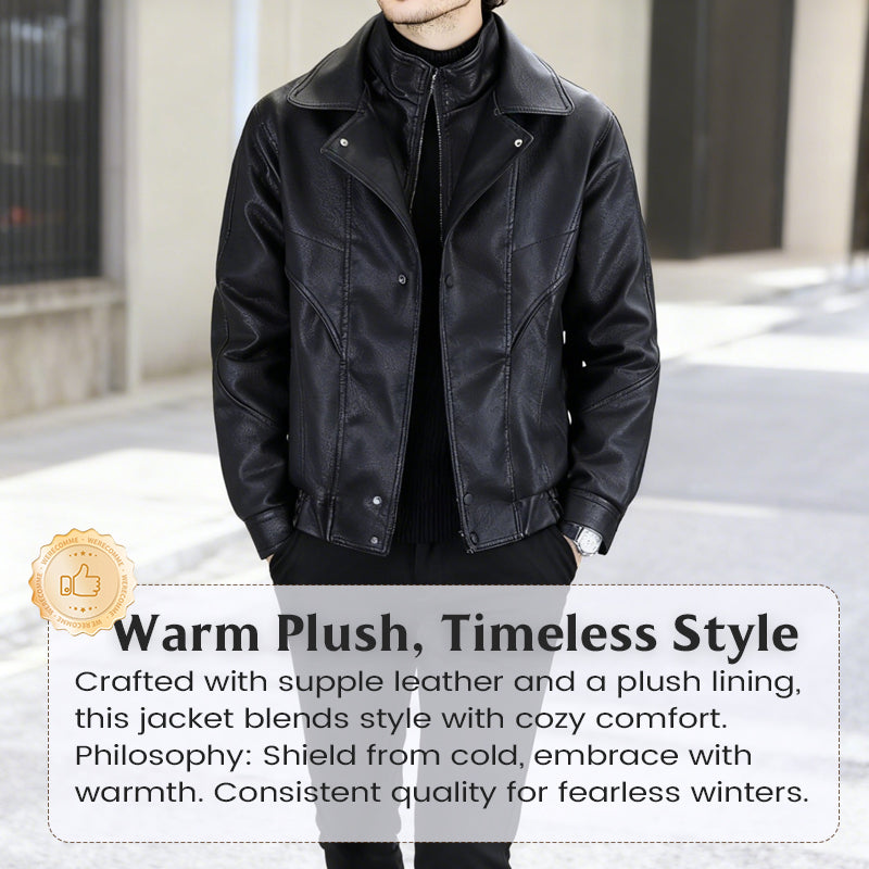 ❄️Herbst-/Winter-Bestseller 40 % Rabatt🍂Warme Herrenjacke aus Kunstleder mit Lagenoptik