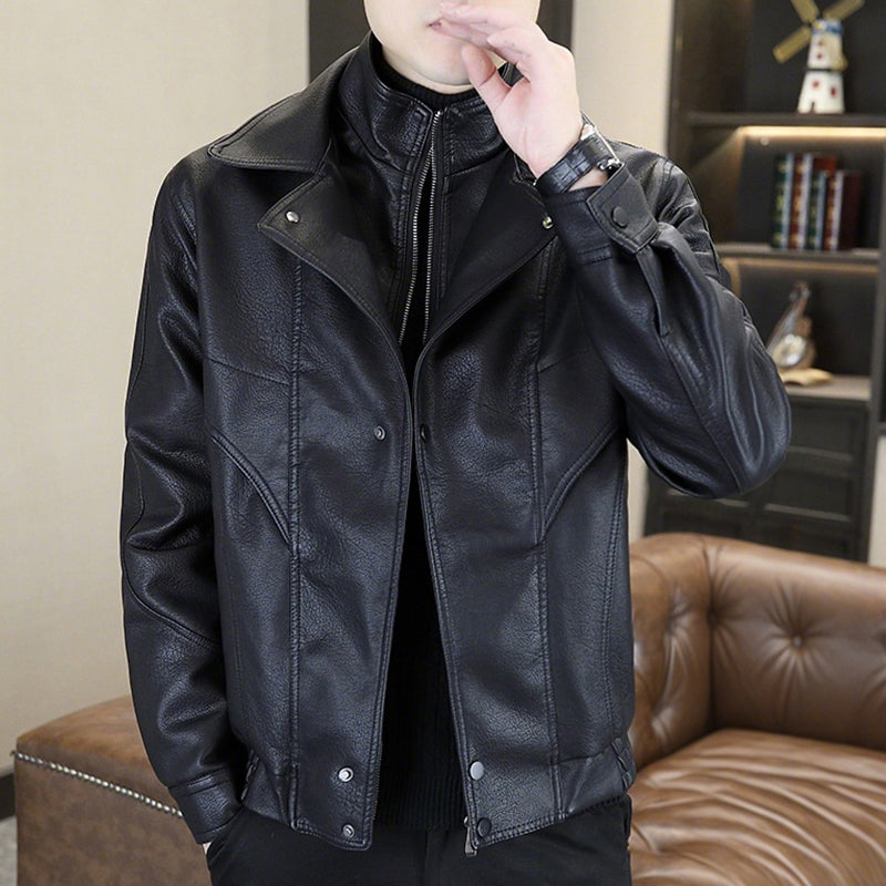 ❄️Herbst-/Winter-Bestseller 40 % Rabatt🍂Warme Herrenjacke aus Kunstleder mit Lagenoptik