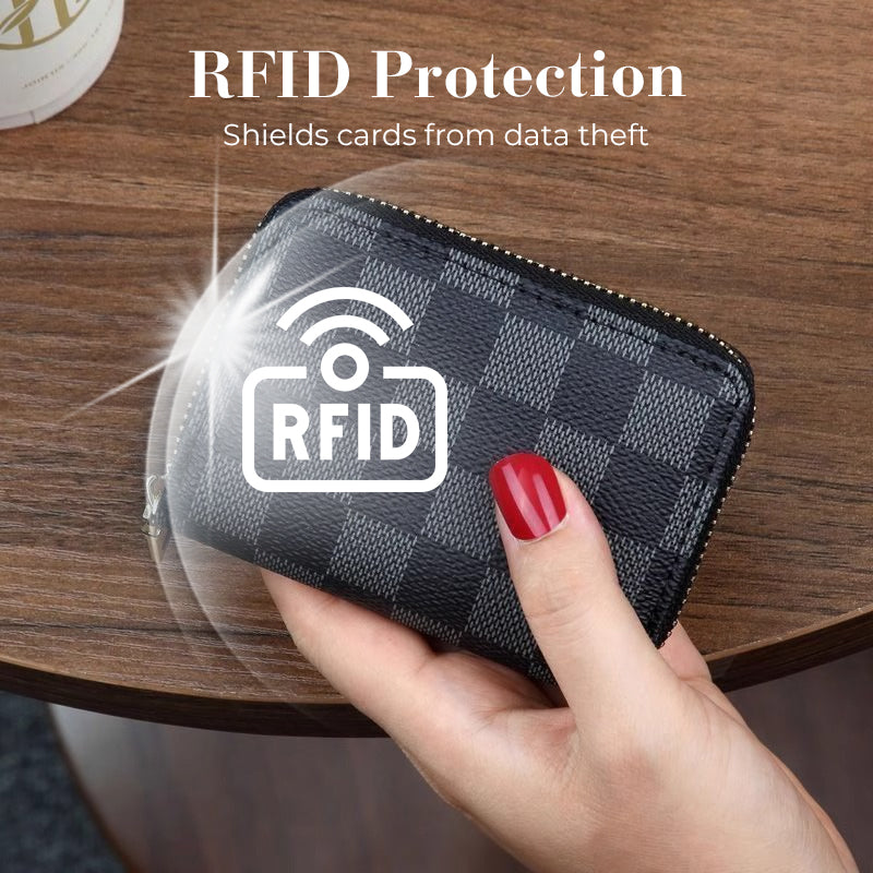 RFID-blockierende Kreditkarten-Reißverschlussbrieftasche