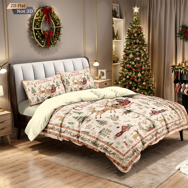 🔥Black-Friday-Mega-Angebot – 50 % Rabatt!🔥Festliches Weihnachts 3-teiliges Bettwäsche-Set
