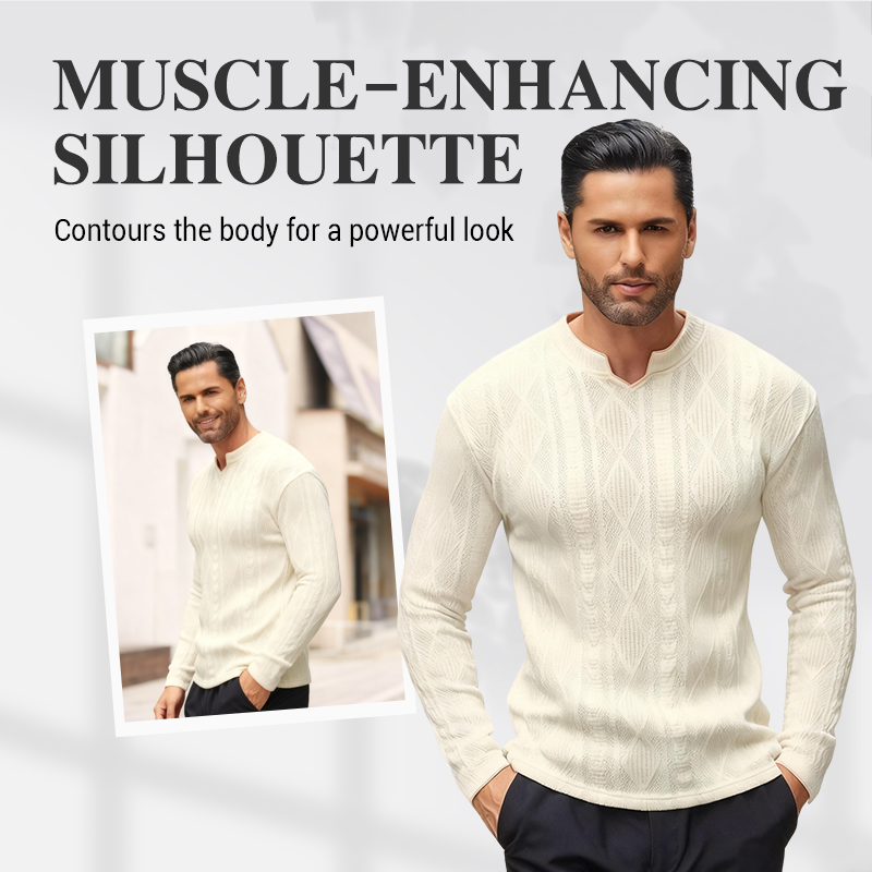 🔥2025 Ausgewählte Herrenmode🔥Herren-Langarmshirt aus Jacquard-Strick