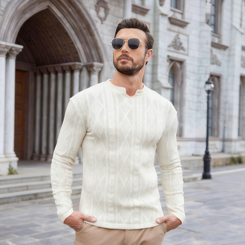 🔥2025 Ausgewählte Herrenmode🔥Herren-Langarmshirt aus Jacquard-Strick