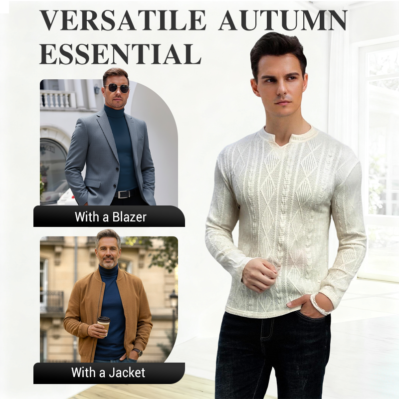 🔥2025 Ausgewählte Herrenmode🔥Herren-Langarmshirt aus Jacquard-Strick