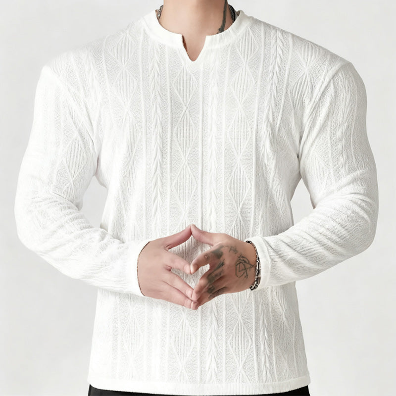 🔥2025 Ausgewählte Herrenmode🔥Herren-Langarmshirt aus Jacquard-Strick