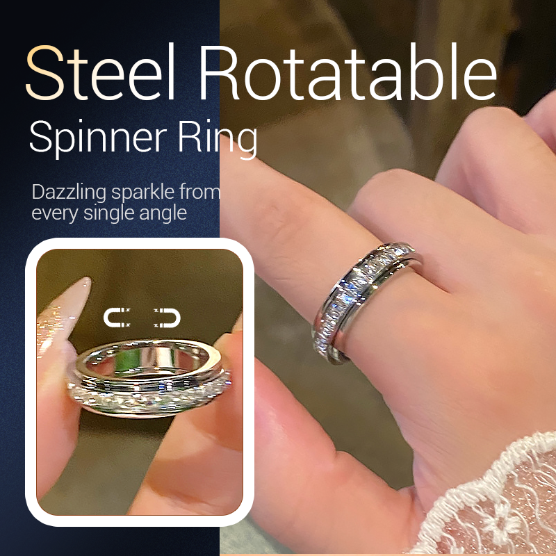 💖50 % Rabatt!💖Drehbarer Spinner-Ring aus Titanstahl mit Zirkonia