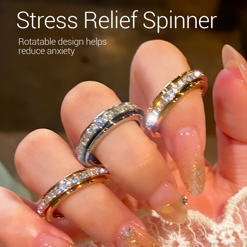 💖50 % Rabatt!💖Drehbarer Spinner-Ring aus Titanstahl mit Zirkonia