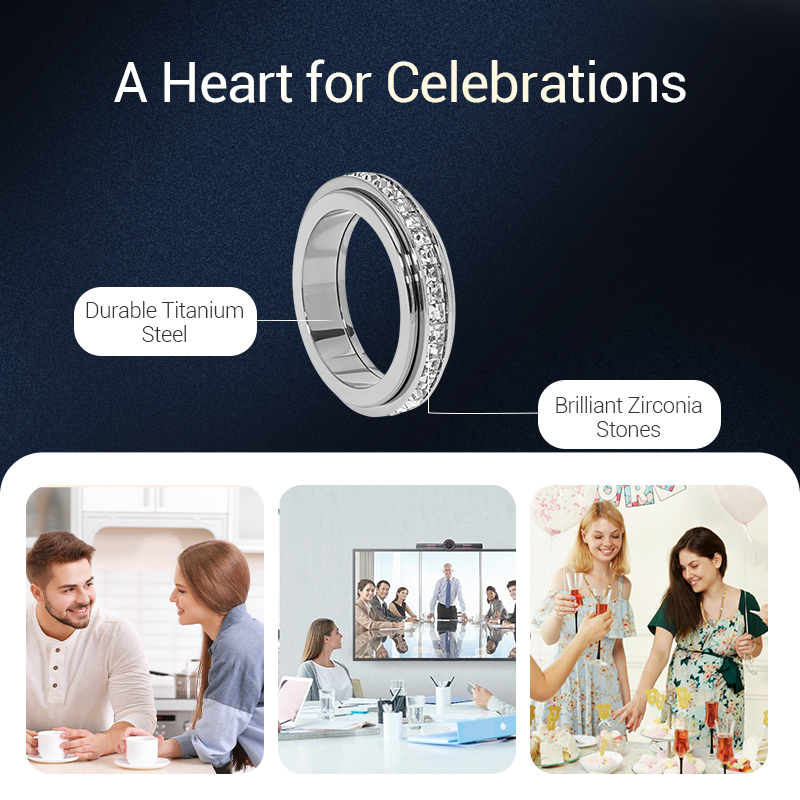 💖50 % Rabatt!💖Drehbarer Spinner-Ring aus Titanstahl mit Zirkonia