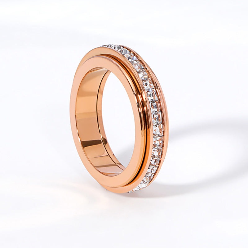 💖50 % Rabatt!💖Drehbarer Spinner-Ring aus Titanstahl mit Zirkonia