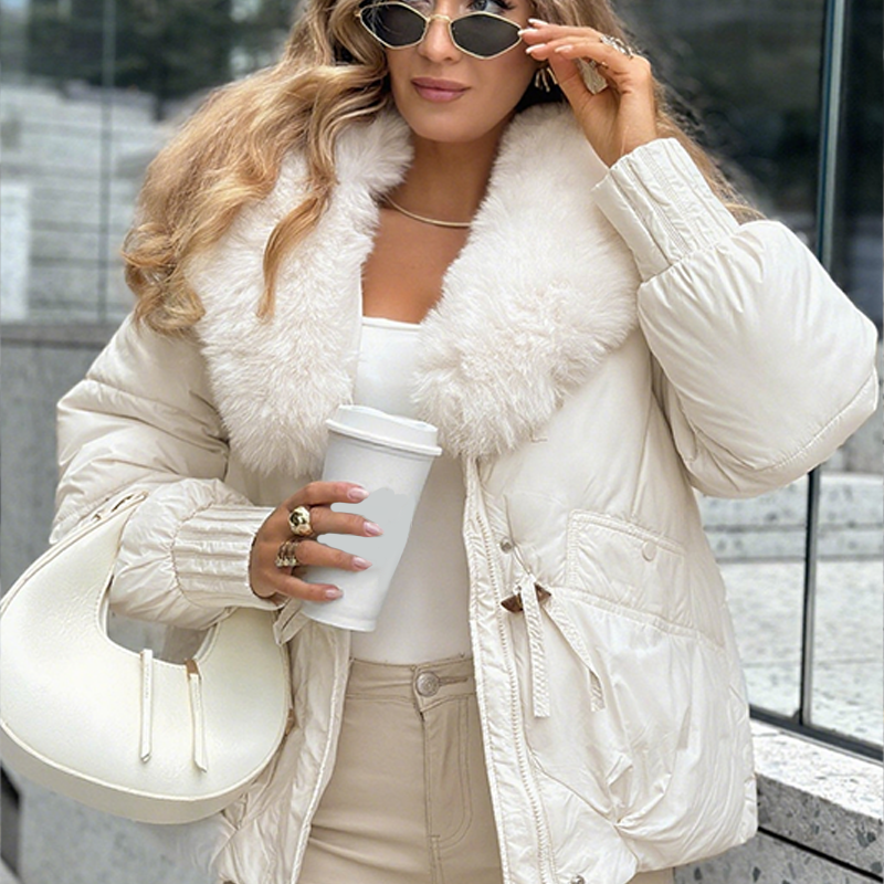 ⏰Jahresendverkauf: 50 % Rabatt💥💥Stilvolle Steppjacke mit Kunstpelzkragen