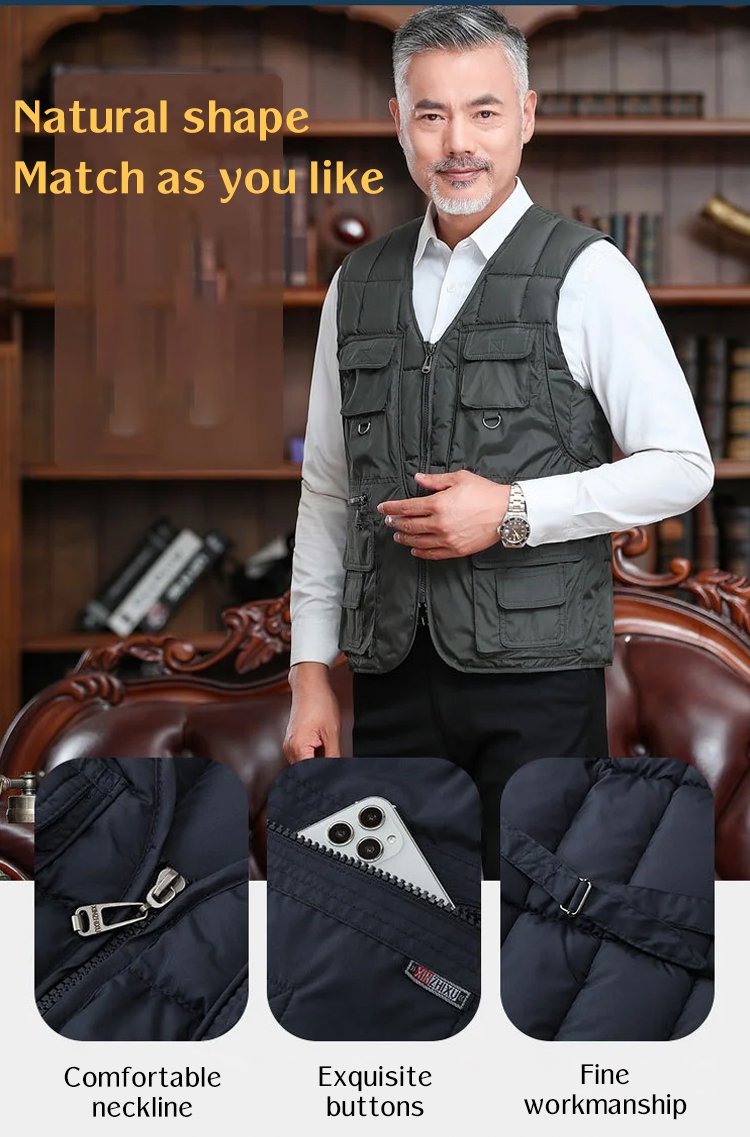 Daunenweste mit mehreren Taschen für Herren