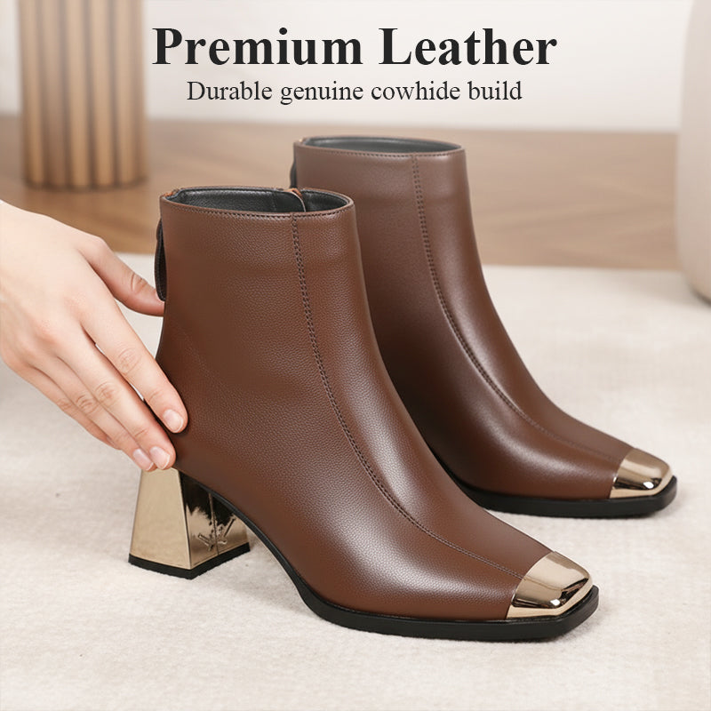 Vintage-Chic-Stiefeletten mit eckiger Spitze und klobigem Absatz