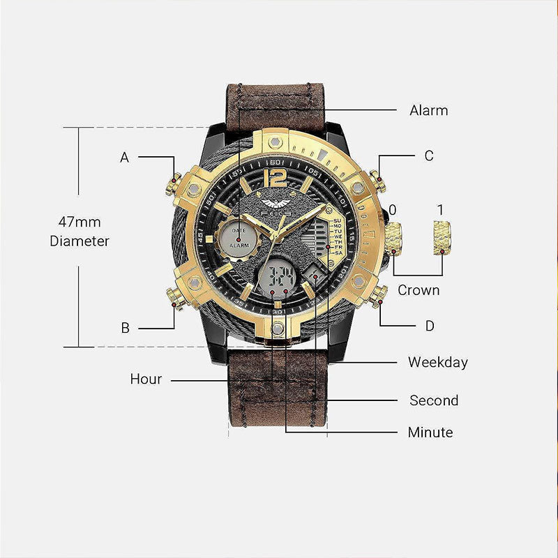 ⏰Black Friday Sale 50 % RABATT💥💥Multifunktionale Herren-Quarz-Sportuhr mit zwei Displays, wasserdicht bis 3 ATM