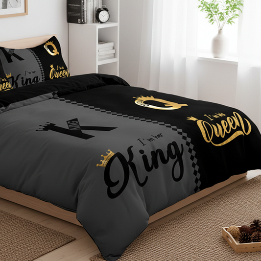 💖Black-Friday-Mega-Angebot – 50 % Rabatt!💖3-teiliges Bettwäscheset „King & Queen“ für Paare