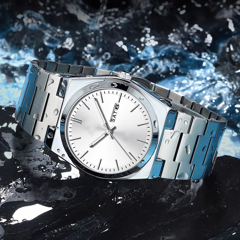 Herren-Freizeit-Business-Uhr mit rundem Zifferblatt und Analog-Quarzwerk