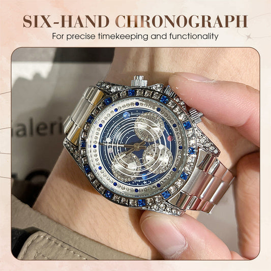 TINAIBIN Zwölf Sternzeichen & Sternenhimmel Diamant Automatikuhr Skelett Herrenuhr