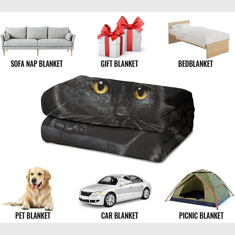 💖Black-Friday-Mega-Angebot – 50 % Rabatt!💖Verstärkte Ultra-Warme Bettdecke mit Schwarz Katze Motiv für die Bettkante