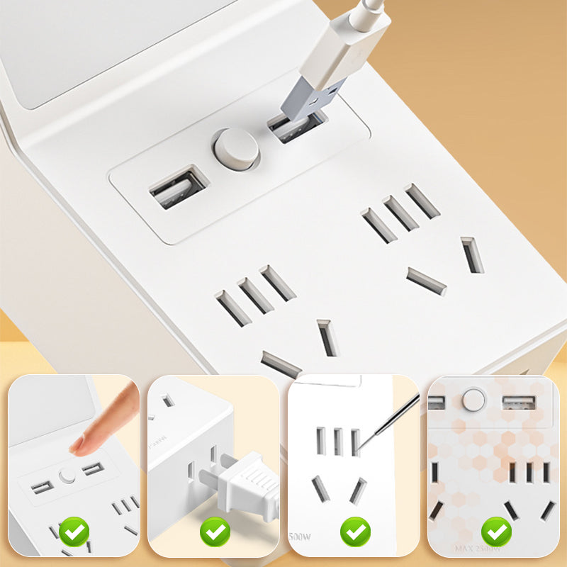 Mehrfach-Netzsteckeradapter mit unabhängigem Schalterknopf