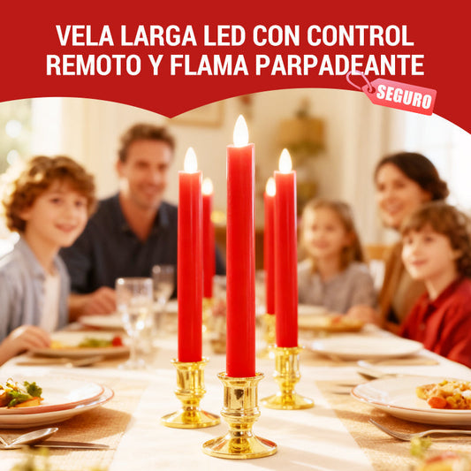 Lange LED-Kerze mit Fernbedienung und flackernder Flamme