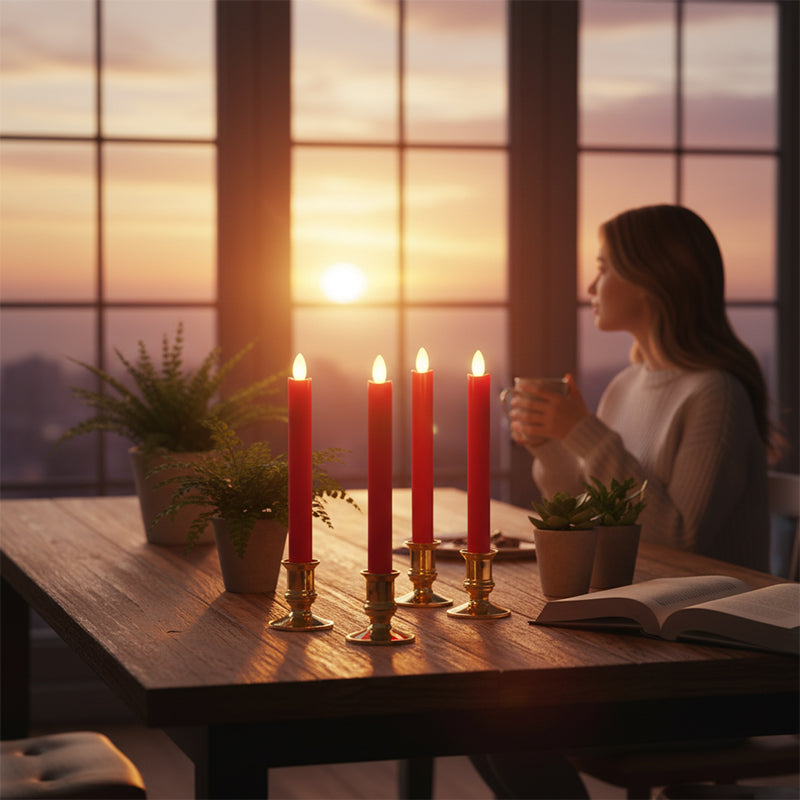 Lange LED-Kerze mit Fernbedienung und flackernder Flamme