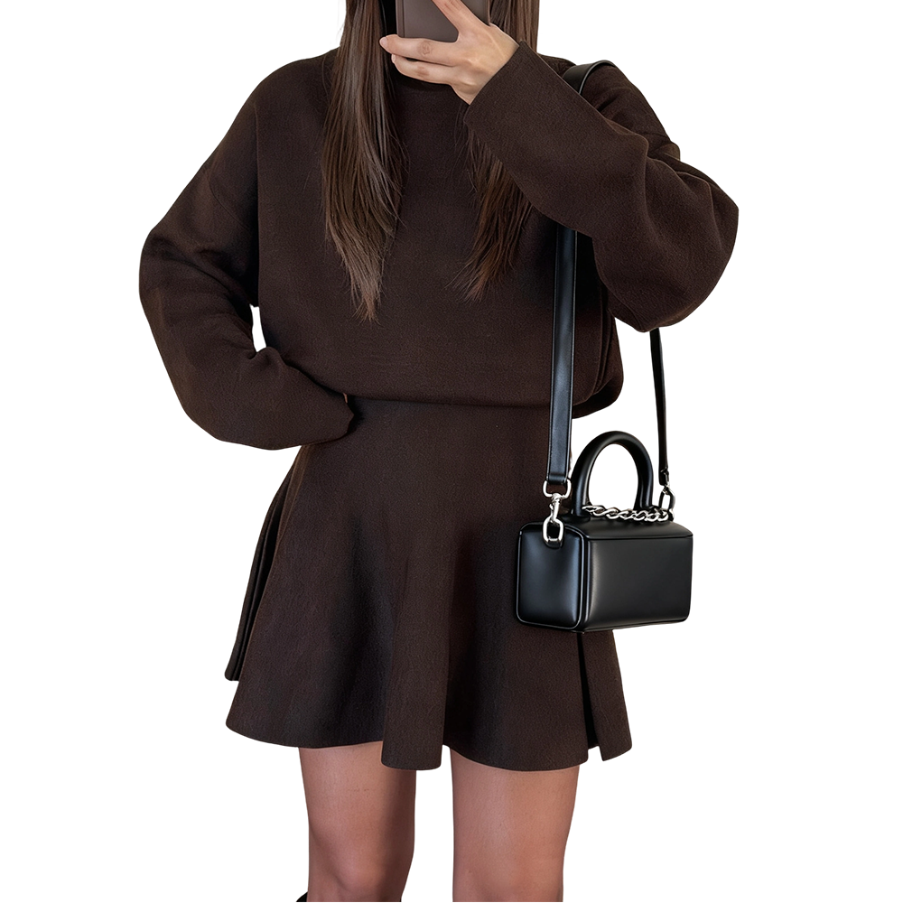 💗Lässiges, halbhohes, langärmeliges Strickkleid für Damen