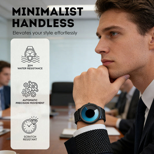 Futuristische, minimalistische Herrenuhr mit kreativem Drehscheiben-Zifferblatt