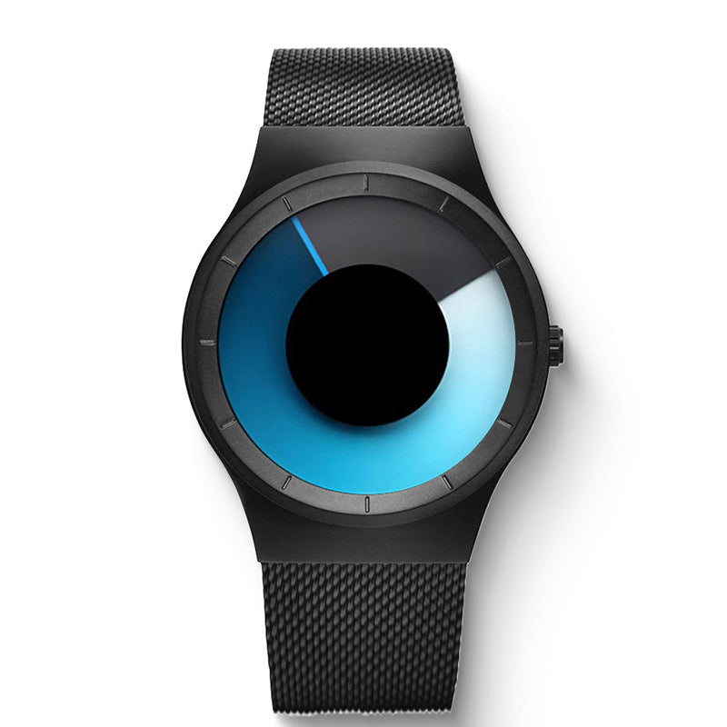 Futuristische, minimalistische Herrenuhr mit kreativem Drehscheiben-Zifferblatt