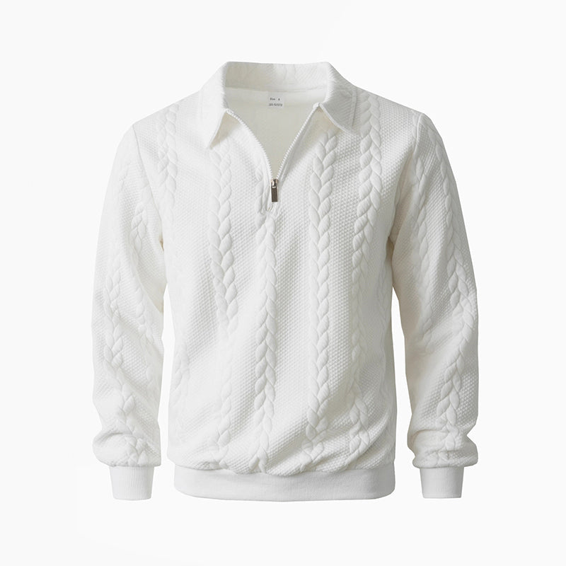 🔥Neuheiten-Angebot – Lässiger Herrenpullover mit halbem Reißverschluss und Zopfmuster