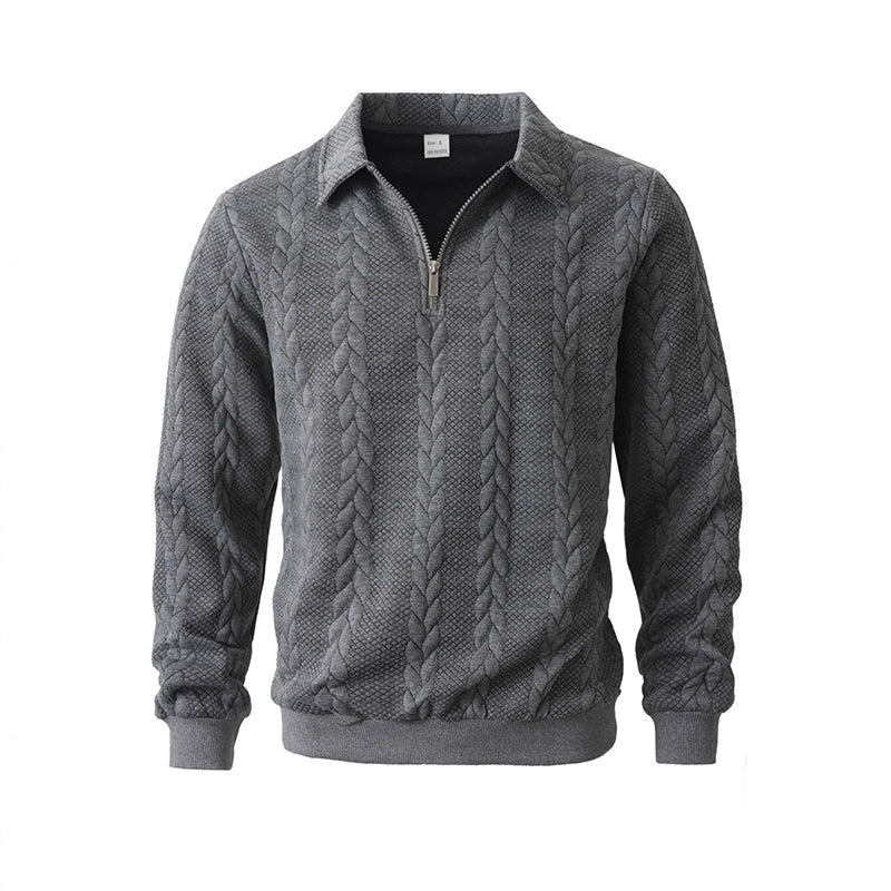🔥Neuheiten-Angebot – Lässiger Herrenpullover mit halbem Reißverschluss und Zopfmuster
