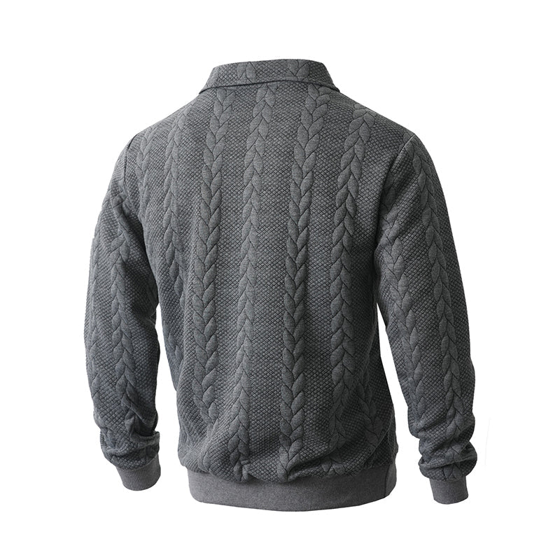 🔥Neuheiten-Angebot – Lässiger Herrenpullover mit halbem Reißverschluss und Zopfmuster