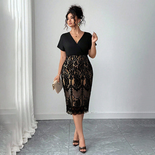 🔥Solange der Vorrat reicht 50 % Rabatt!🎉Damen Freizeitmode Kleid mit V-Ausschnitt