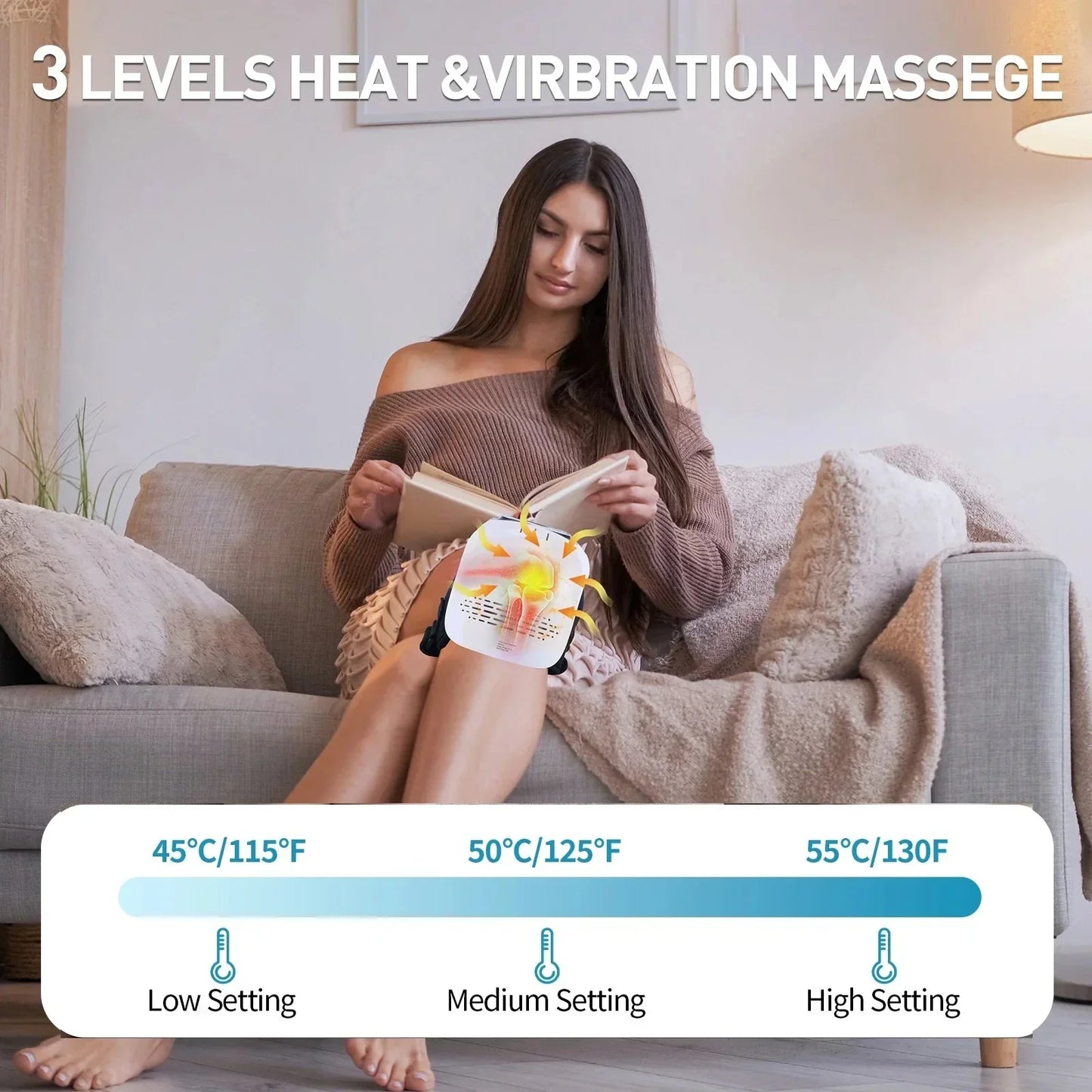 Komfortables elektrisches Knie-Massagegerät Wiederaufladbares Knie-Massagegerät