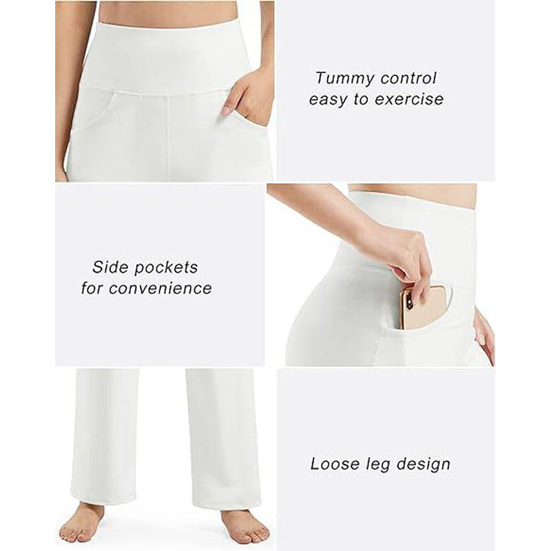 🎁 Zeitlich begrenztes Sonderangebot: 50 % Rabatt 💞Stretch-Yoga-Loungehose mit weitem Bein und Taschen für Damen