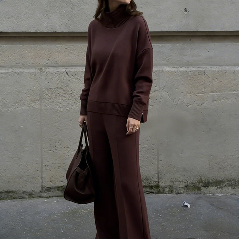 Sweatshirt mit hohem Kragen und seitlichem Reißverschluss & Hose im Set🔥Kauf 2 Artikel versandkostenfrei