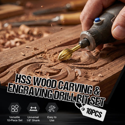 10-teiliges HSS-Bohrerset zum Schnitzen und Gravieren von Holz