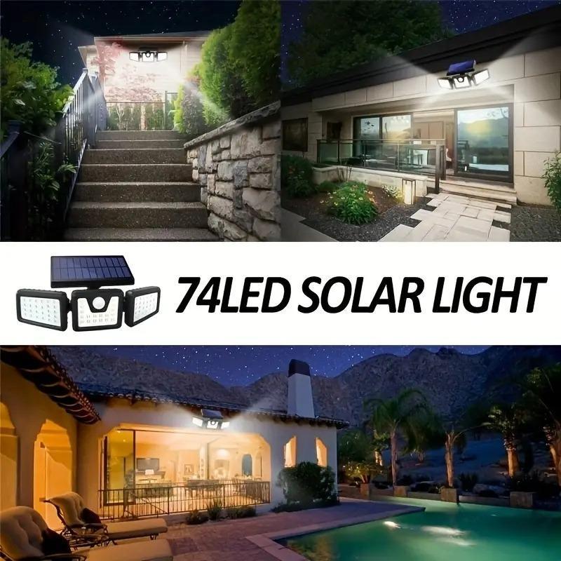 📢📢Solar-Wandleuchte mit 3 Leuchtenköpfen und Sensor-Beleuchtung