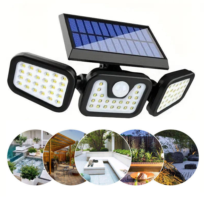 📢📢Solar-Wandleuchte mit 3 Leuchtenköpfen und Sensor-Beleuchtung