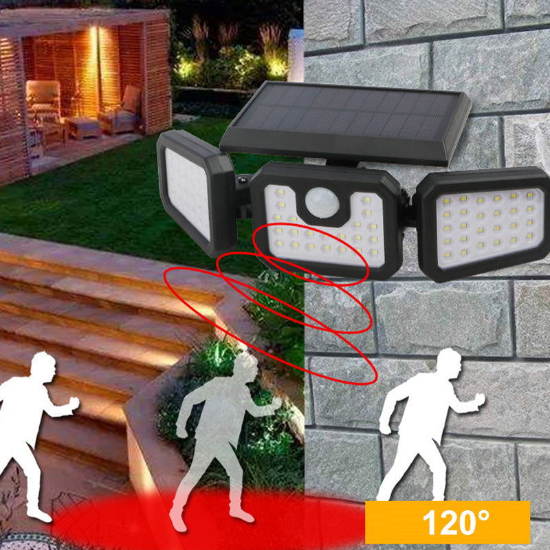 📢📢Solar-Wandleuchte mit 3 Leuchtenköpfen und Sensor-Beleuchtung